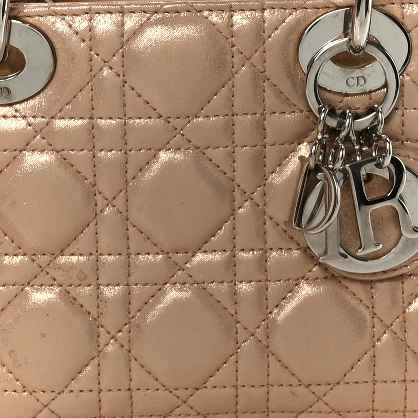 Lambskin Cannage Mini Lady Dior Powder Beige