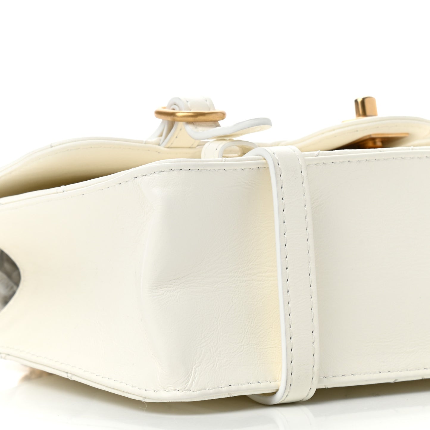 Aged Calfskin Quilted City School Flap White