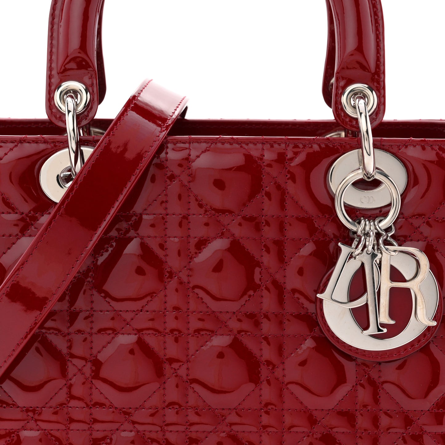 Patent Cannage Medium Lady Dior Red