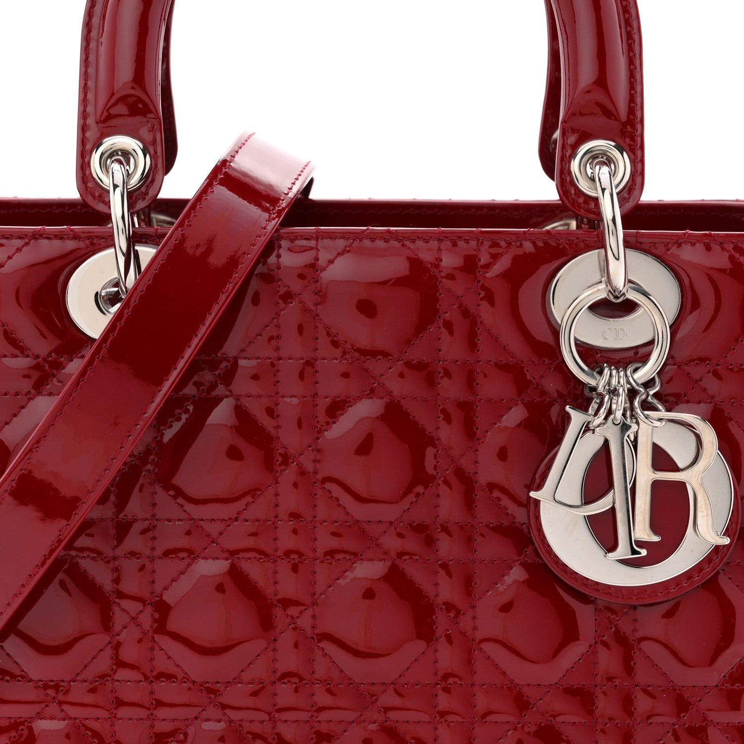 Christian Dior Patent Cannage Medium Lady Dior Red 8 of 13