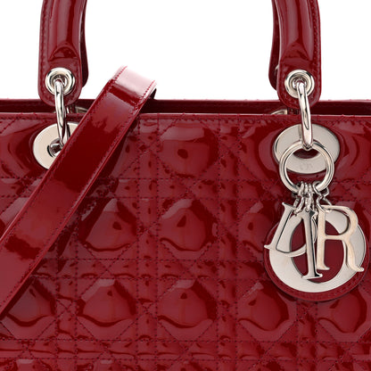 Christian Dior Patent Cannage Medium Lady Dior Red 8 of 13