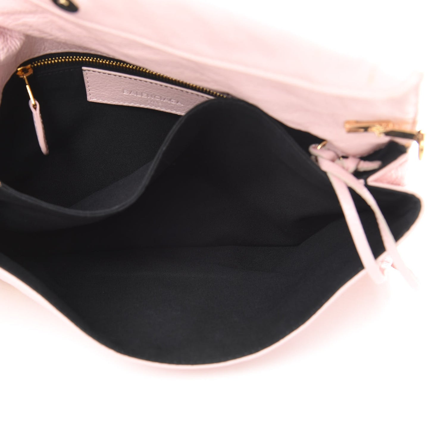 Agneau Giant 12 Gold Hardware Envelope Strap Clutch Rose Poudre