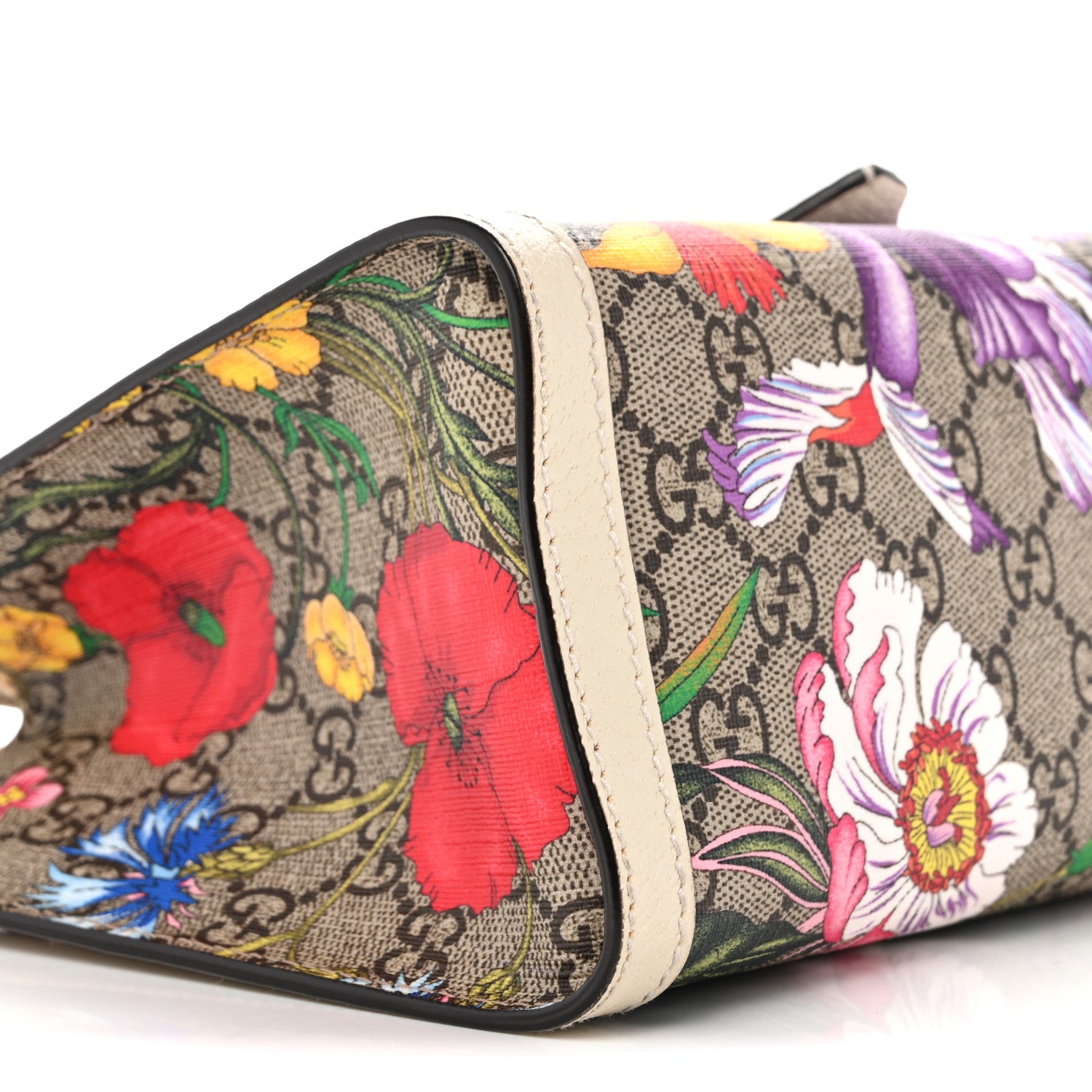 Gucci GG Supreme Monogram Flora Textured Calfskin Small Padlock Tote Beige Ebony Multicolor Mystic White 9 of 16