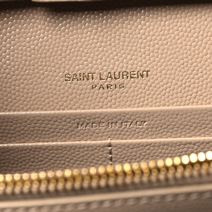 Saint Laurent Grain De Poudre Matelasse Chevron Monogram Chain Wallet Nude Powder 7 of 11