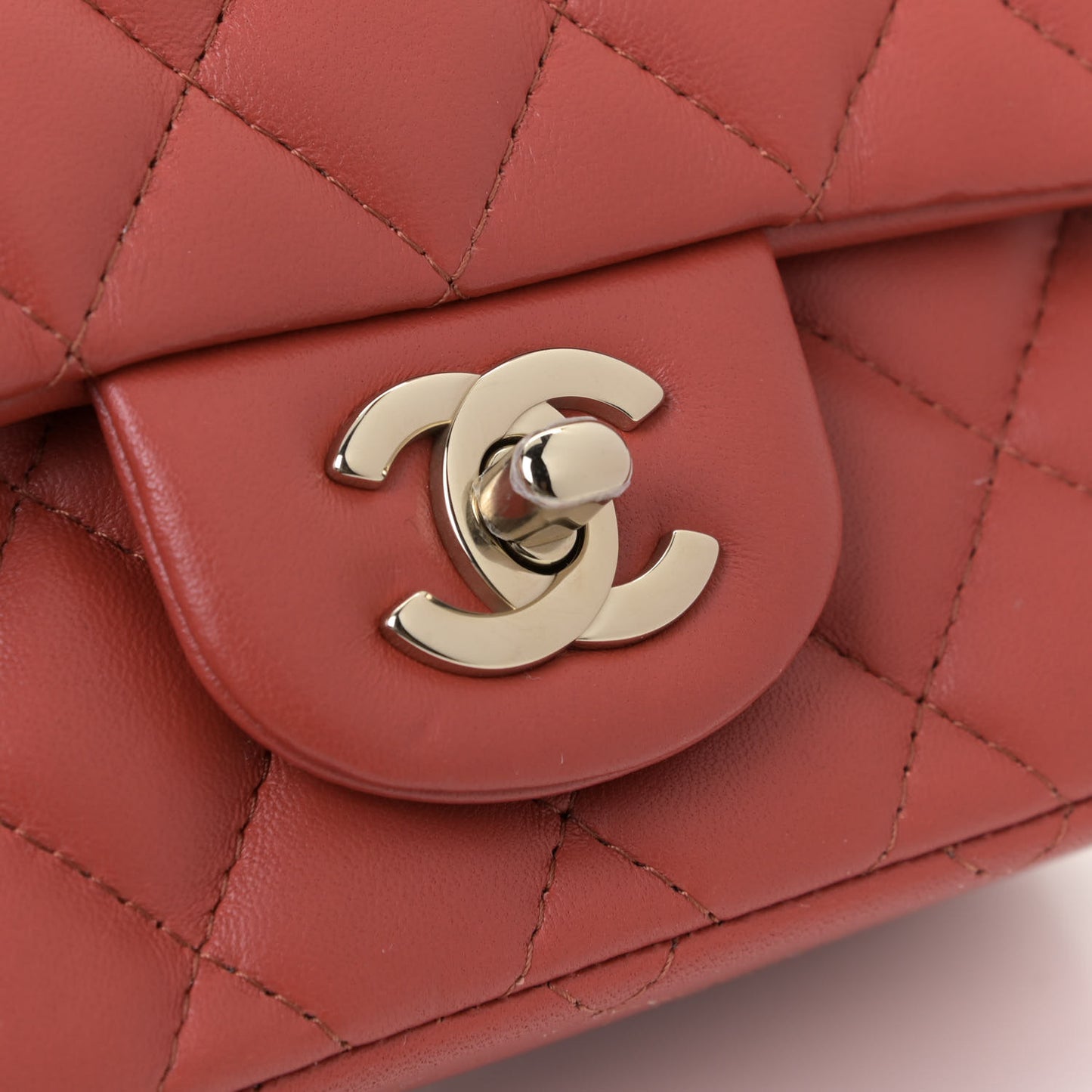 Lambskin Quilted Mini Square Flap Brown