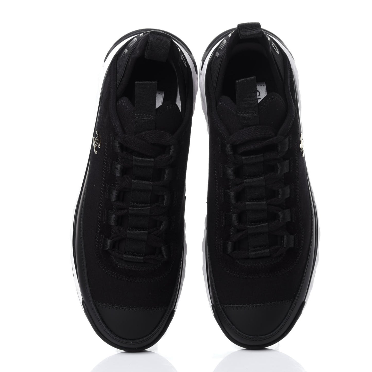 Velvet Calfskin Mixed Fibers CC Sneakers 37 Black