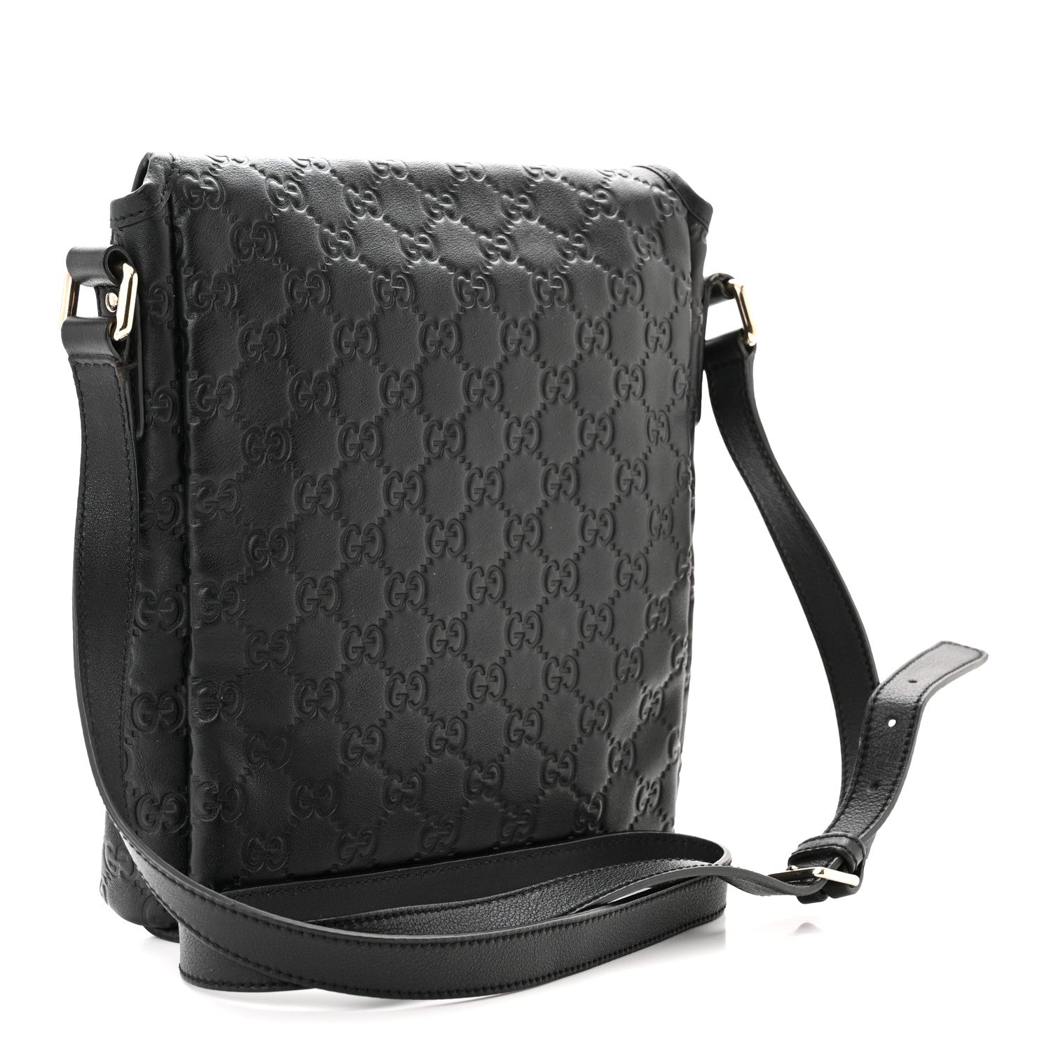 Gucci Guccissima Small Flap Messenger Bag Black 3 of 12