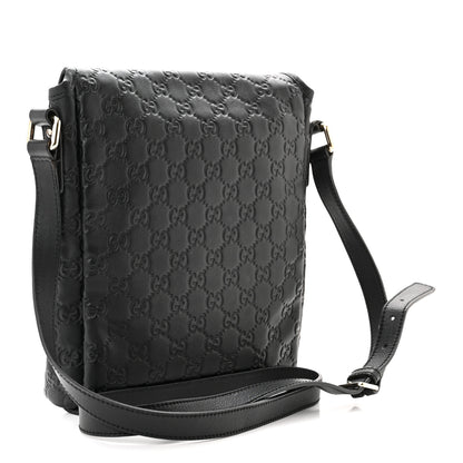 Gucci Guccissima Small Flap Messenger Bag Black 3 of 12