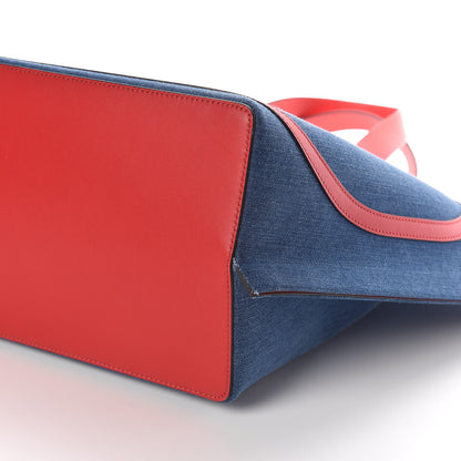 Valentino Garavani Denim Large Escape Tote Blue Red 8 of 9