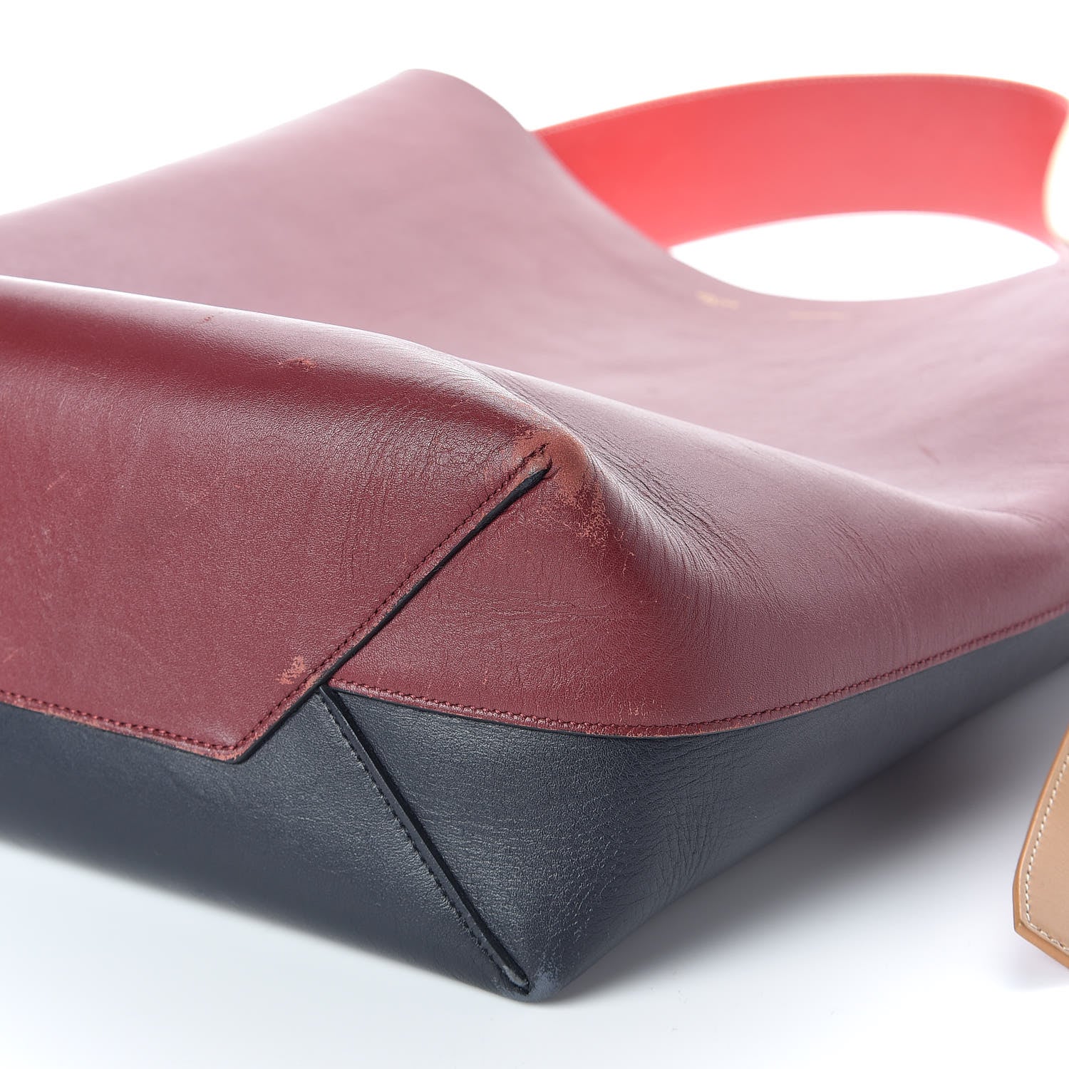 Celine Shiny Smooth Calfskin Small Twisted Cabas Dark Ruby Navy 7 of 10