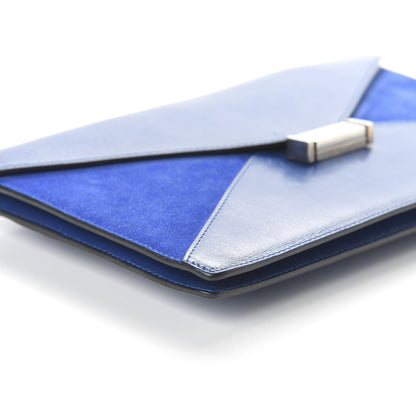 Celine Box Calfskin Suede Diamond Clutch Electric Blue 6 of 11