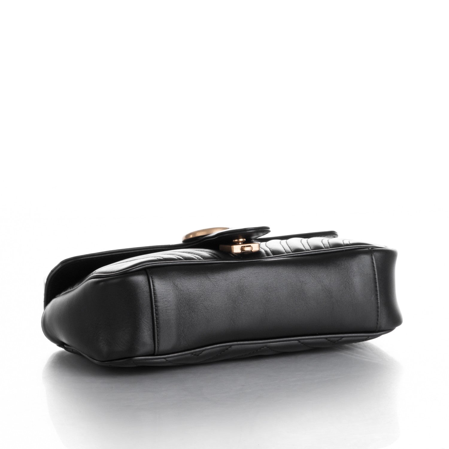Gucci Calfskin Matelasse Small GG Marmont Shoulder Bag Black 4 of 7