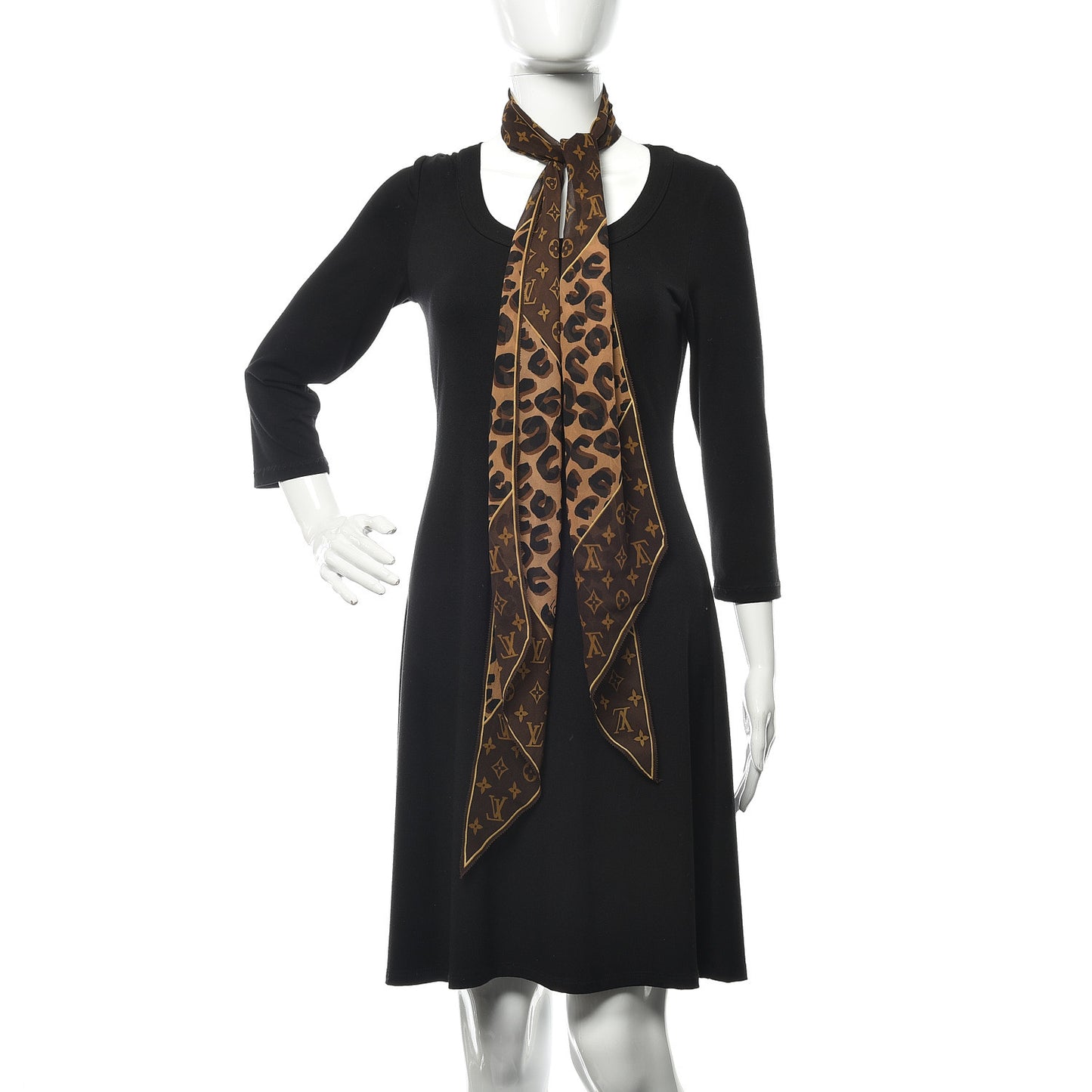 Silk Crepe Leopard Monogram Scarf