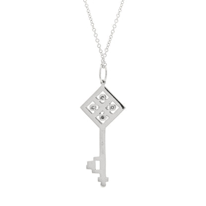 Tiffany Platinum Diamond Small Checkerboard Key Pendant Necklace 4 of 5