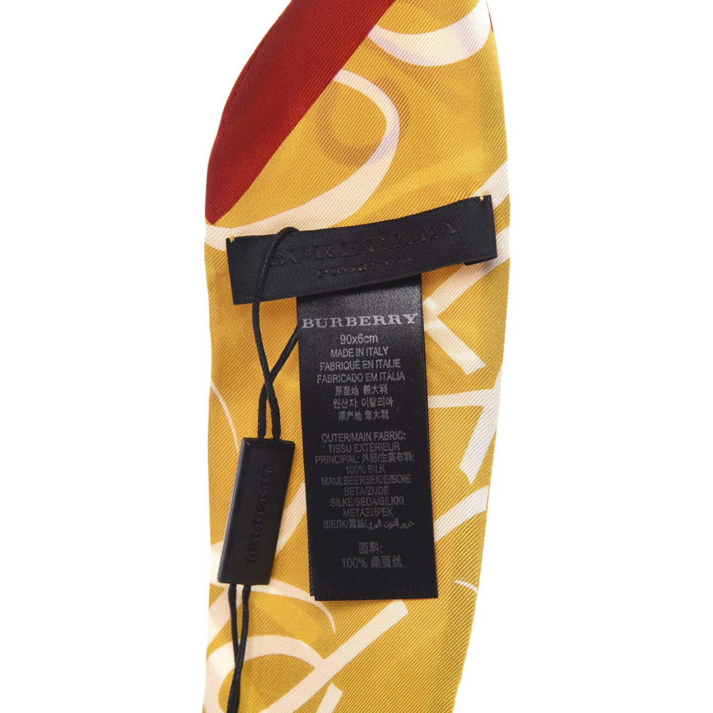 Silk Print Skinny Scarf Yellow Multicolor