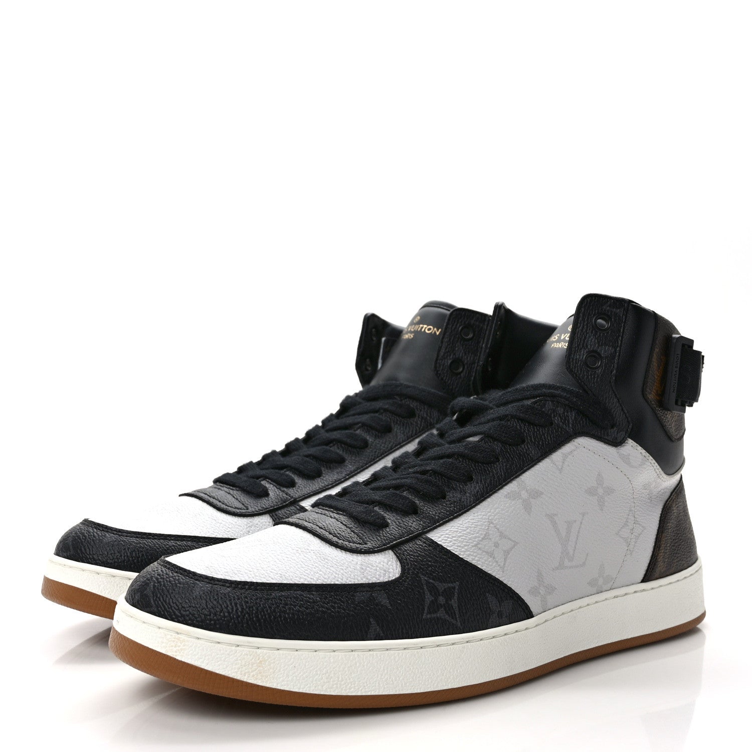 Louis Vuitton Calfskin Monogram Mens Rivoli High Top Sneakers 9.5 Black 3 of 9
