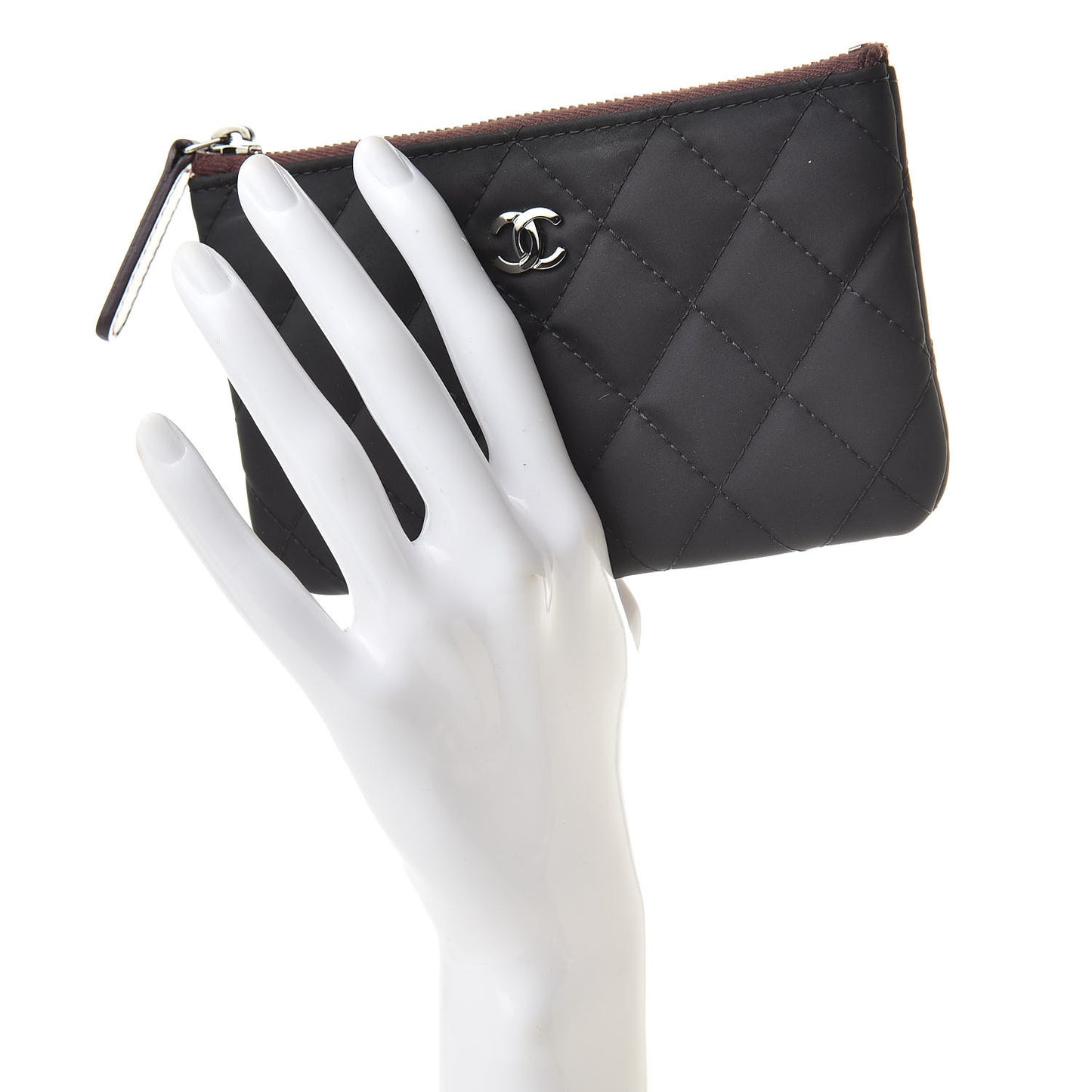 Nylon Quilted Small Cosmetic Case Black