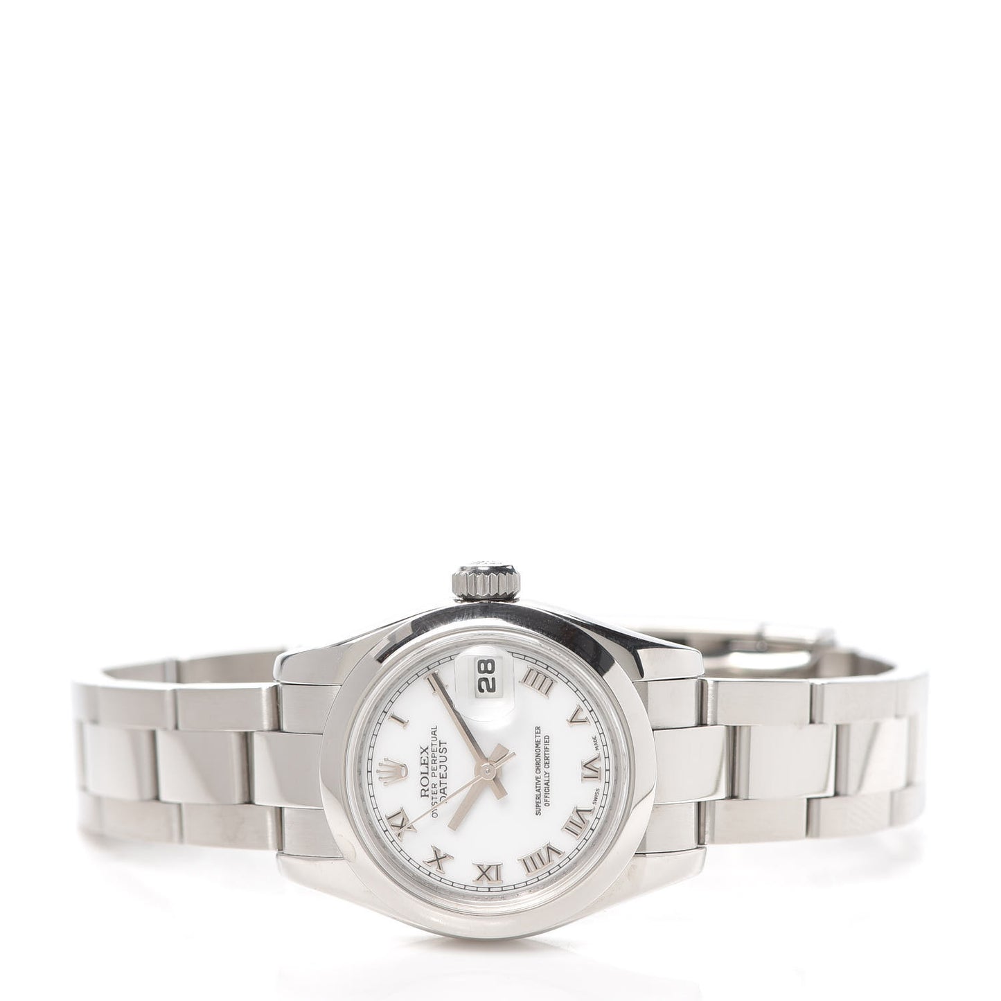 Stainless Steel 26mm Oyster Perpetual DateJust Watch White Roman 179160