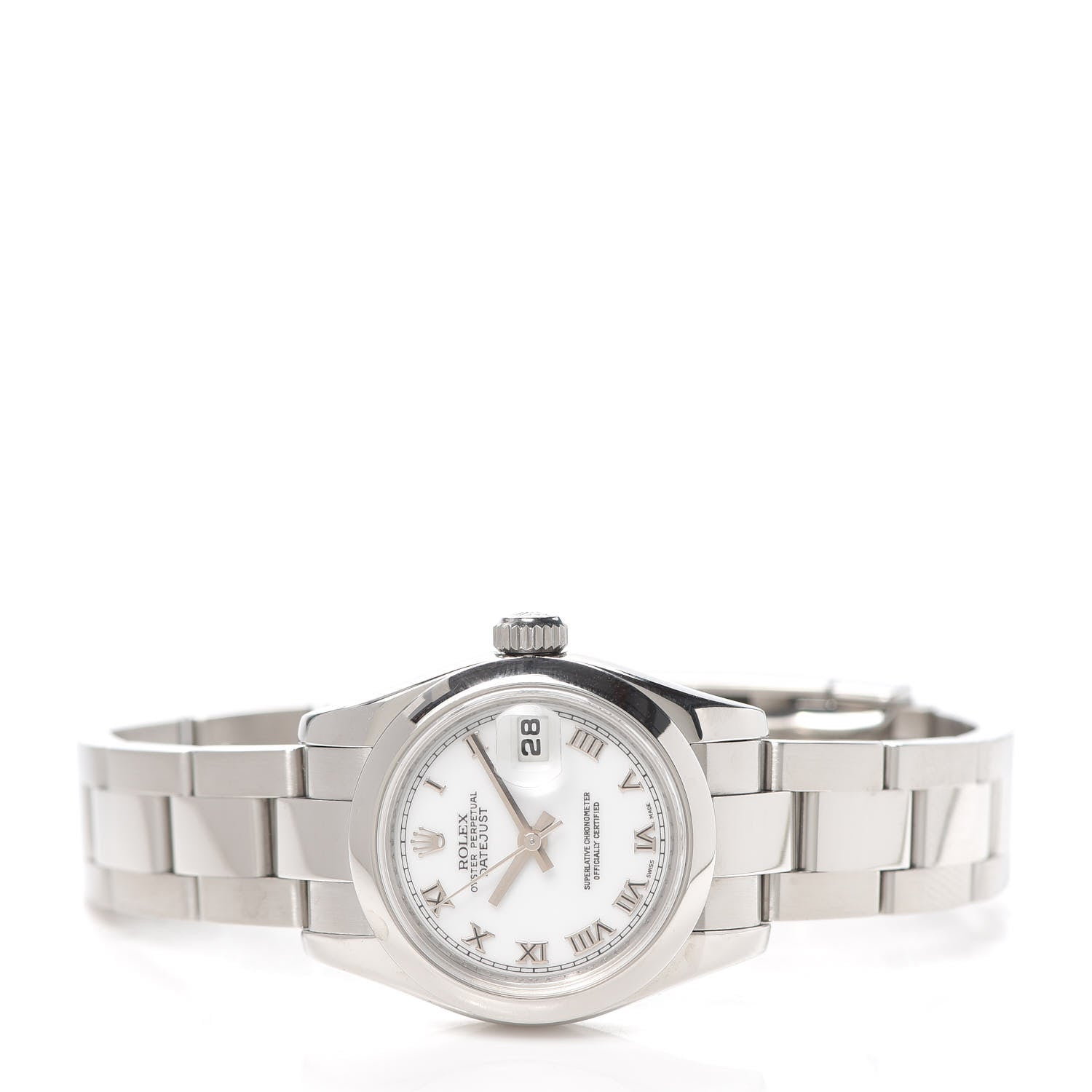 Rolex Stainless Steel 26mm Oyster Perpetual DateJust Watch White Roman 179160 2 of 5