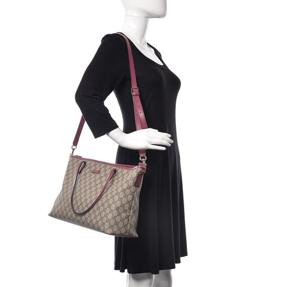 Gucci GG Supreme Monogram Medium Zippered Tote Beige New Rosette 2 of 15