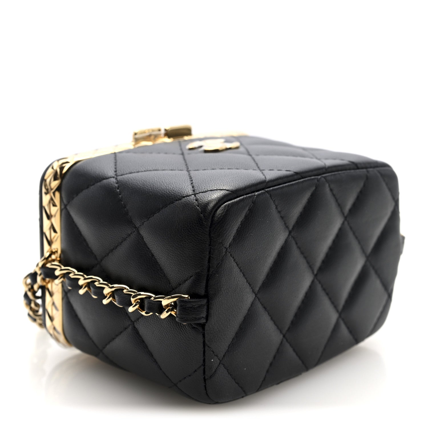 Chanel Metal Lambskin Quilted Small Vanity With Chain Black 5 of 11