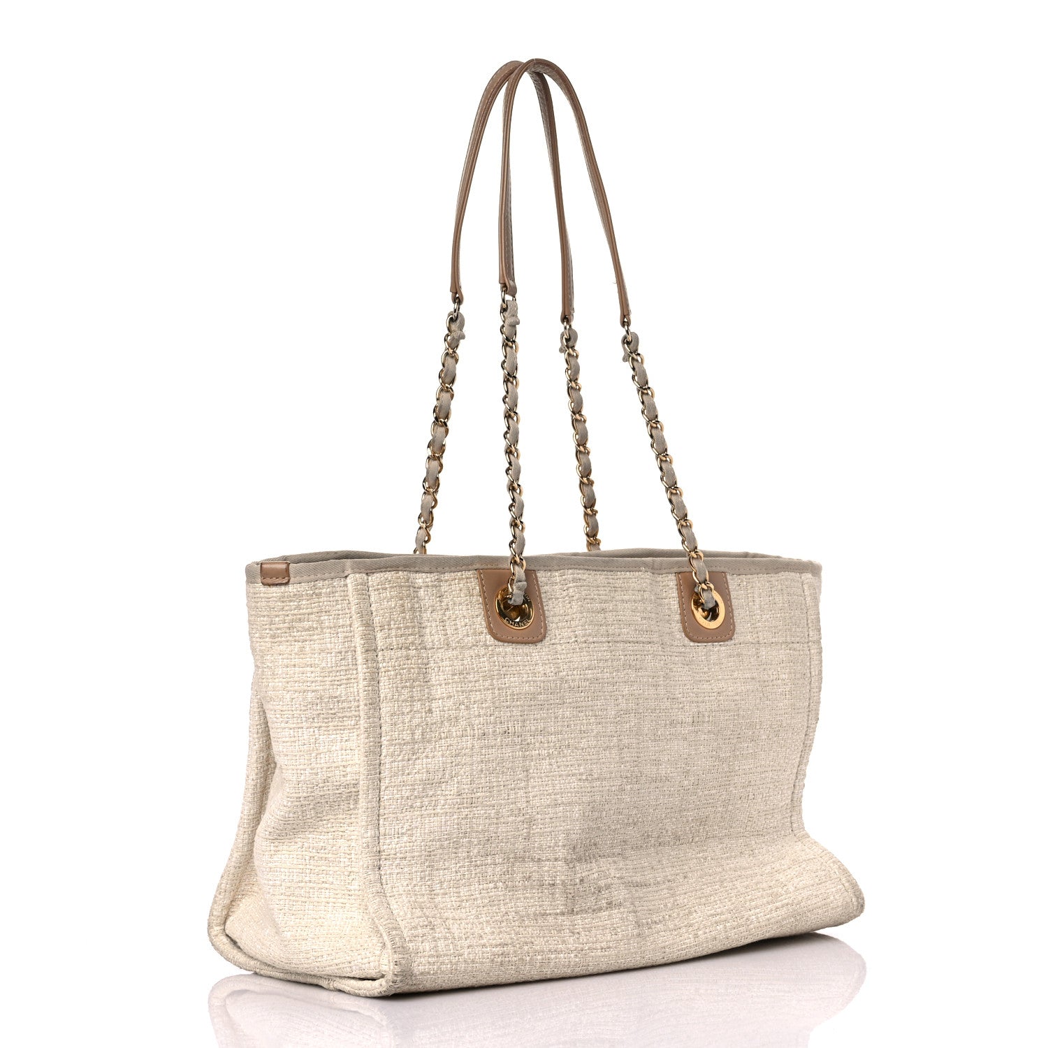 Chanel Lurex Boucle Small Deauville Tote Ivory 3 of 18