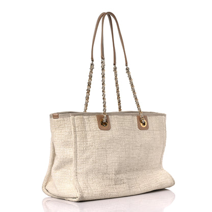 Chanel Lurex Boucle Small Deauville Tote Ivory 3 of 18