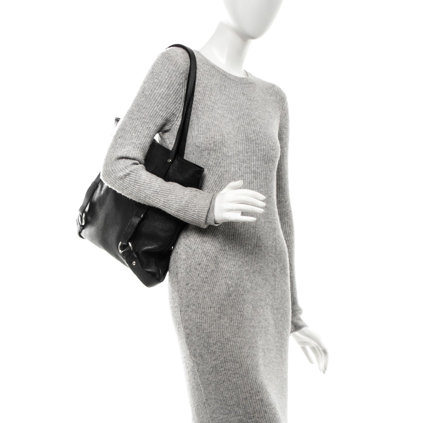 London Grainy Calfskin Tote Black