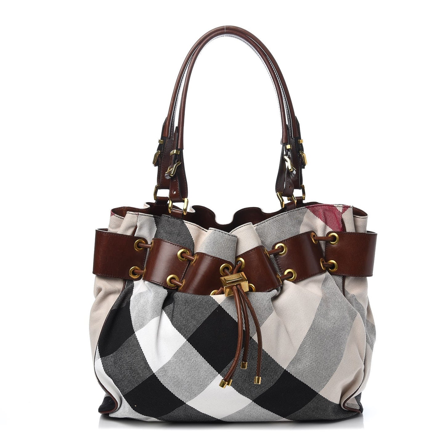 Canvas Mega Nova Check Large Warrior Tote Pale Beige