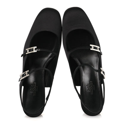 Hermes Satin Rhinestone Jackie 50 Pumps 37 Black 2 of 11