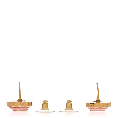 Chanel Resin CC Square Earrings Gold Pink 3 of 5
