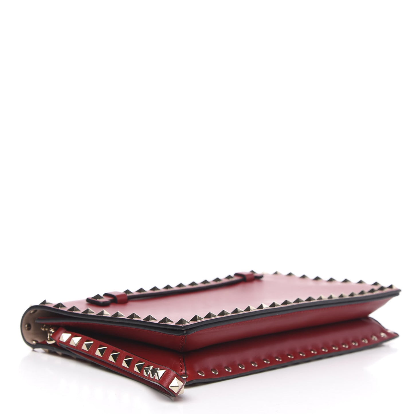 Nappa Rockstud Wristlet Clutch Rosso Valentino