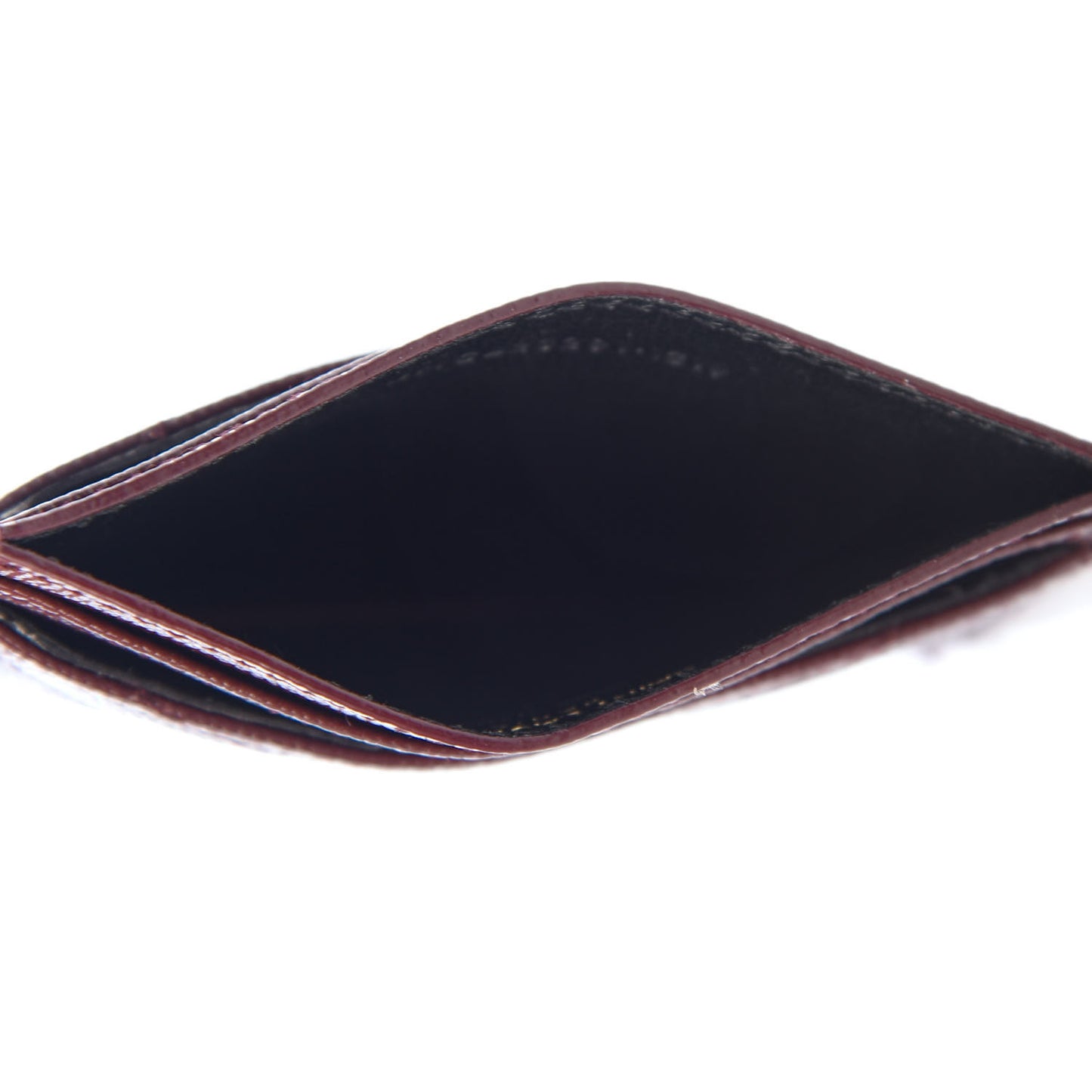 Grain De Poudre Matelasse Chevron Monogram Credit Card Case Bordeaux