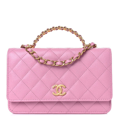 Chanel Shiny Caviar Quilted Pick Me Up Wallet On Chain WOC Pink 1 of 11