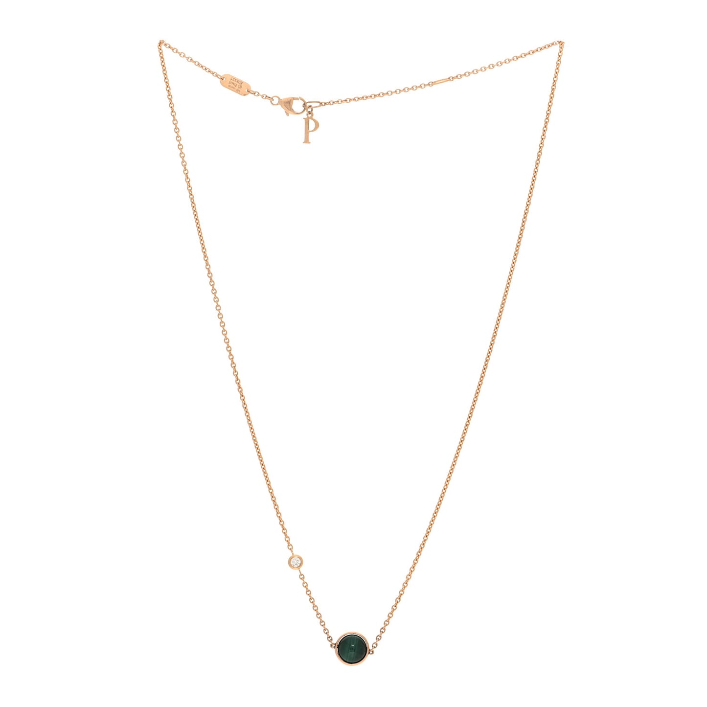 18K Rose Gold Diamond Malachite Possession Pendant Necklace