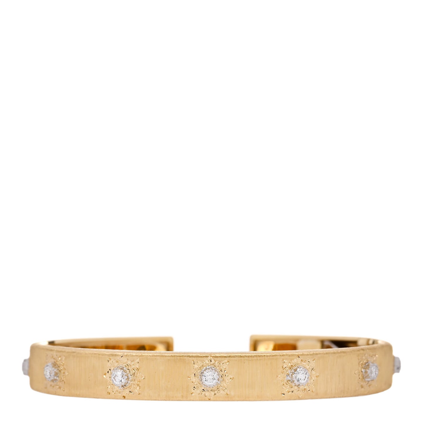 18K Yellow White Gold Diamond Macri Classica Cuff Bracelet