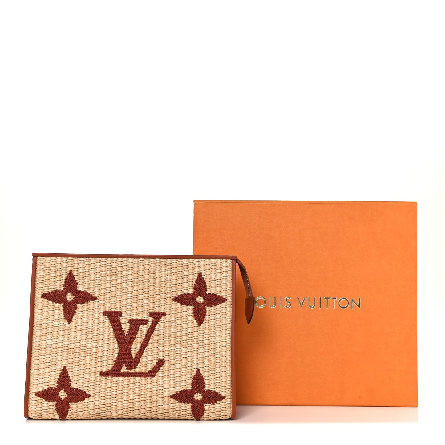 Raffia Monogram Giant Toiletry Pouch 26 Tan