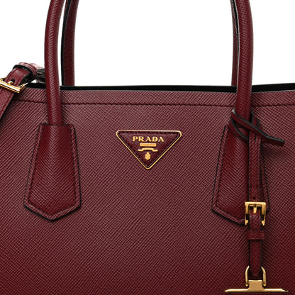 Prada Saffiano Cuir Medium Double Bag Cerise Black 11 of 11