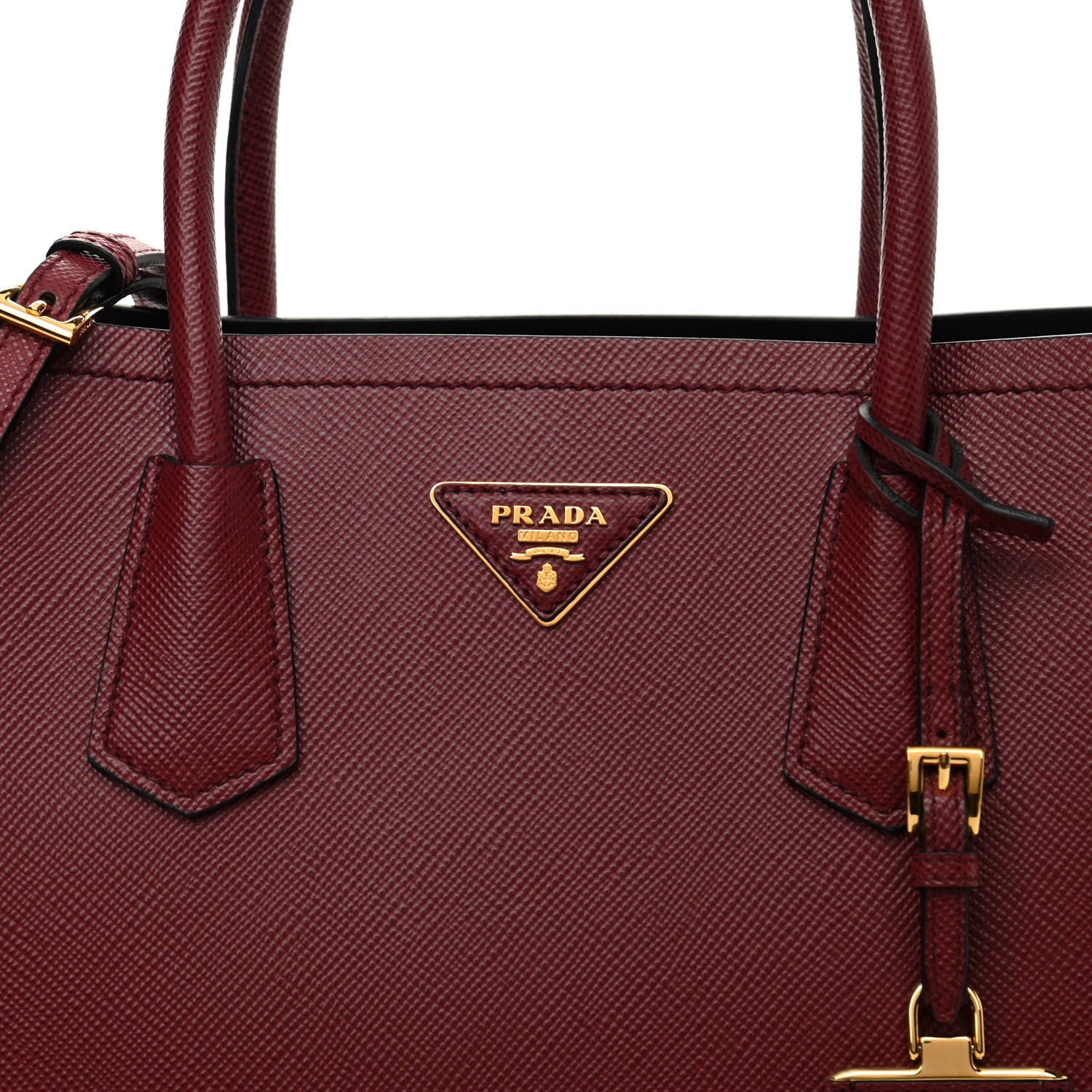 Prada Saffiano Cuir Medium Double Bag Cerise Black 11 of 11