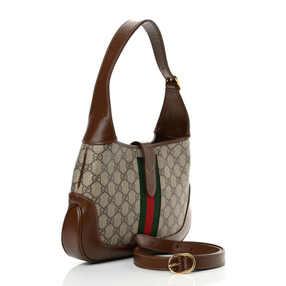 Gucci GG Supreme Monogram Azalea Calfskin Web Small Jackie 1961 Hobo Beige Ebony Brown Sugar 3 of 11