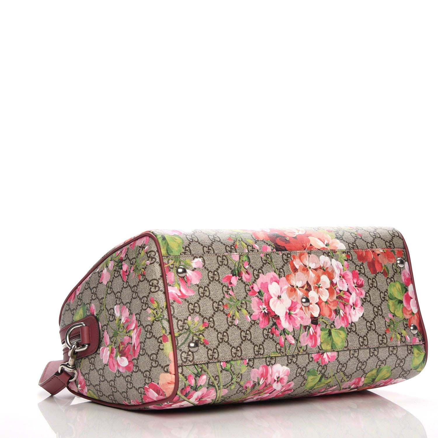 Gucci GG Supreme Monogram Blooms Medium Boston Beige Multicolor Dry Rose 5 of 8