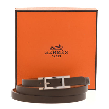 Hermes Swift Hapi 3MM Triple Tour Wrap Bracelet Chocolate 7 of 7