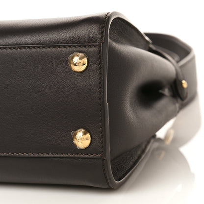 Fendi Vitello Seta Nabuk Pequin Mini Peekaboo Iconic Satchel Ebano Tobacco Moro 9 of 9