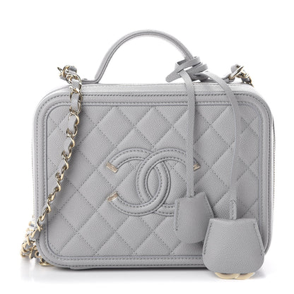 Chanel Caviar Quilted Medium CC Filigree Vanity Case Grey 1 of 9