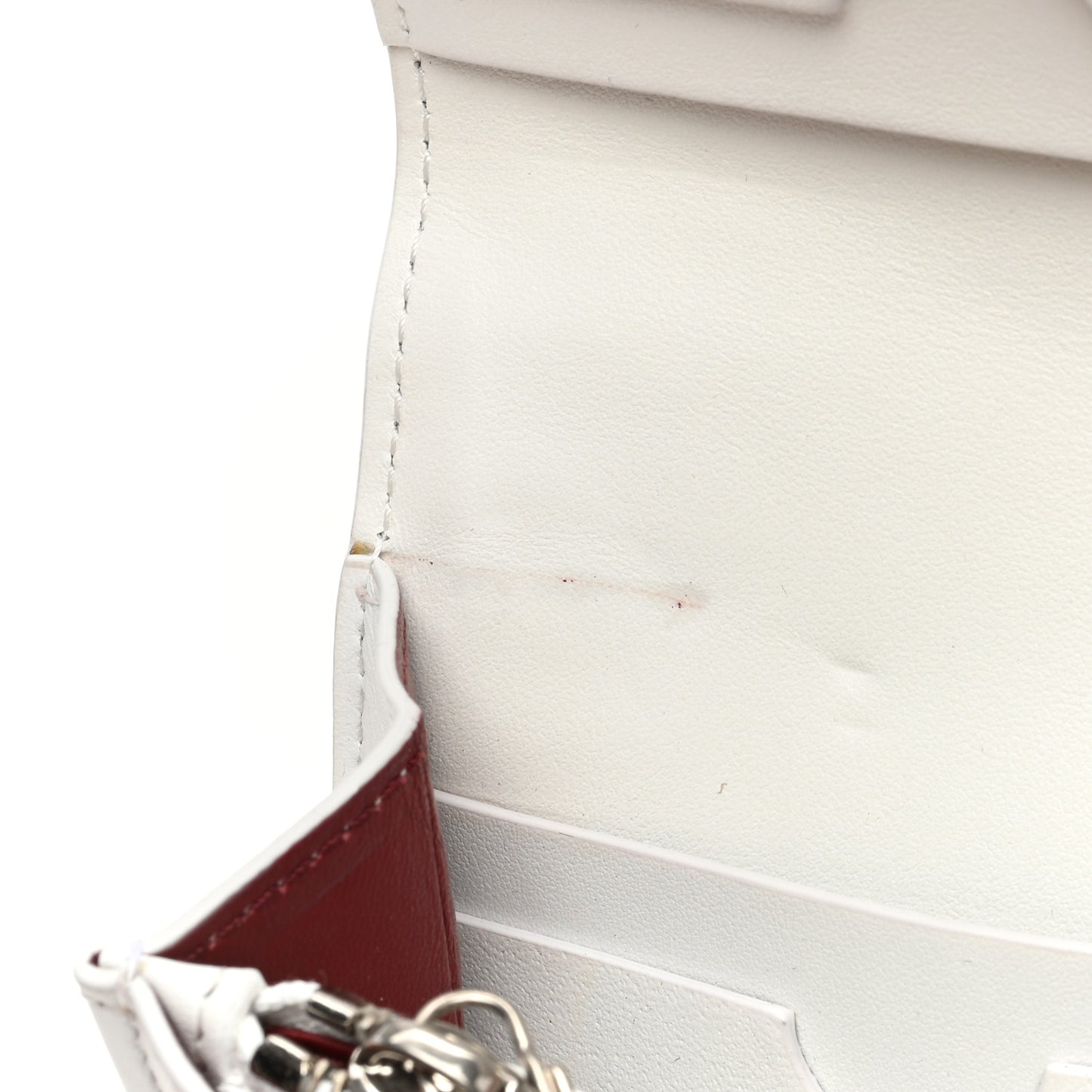 Calfskin Jitney Logo Flap Wallet On Chain White