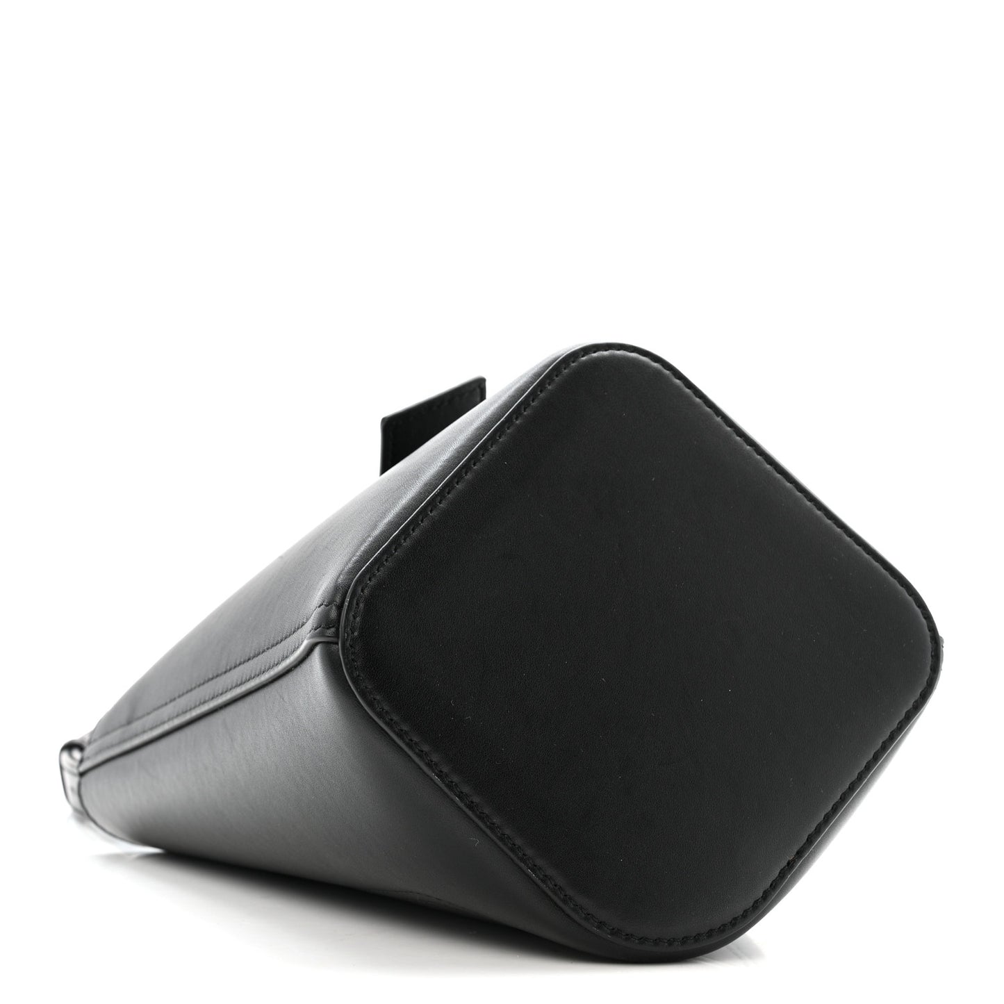 Smooth Calfskin Mini Pebble Bucket Bag Black