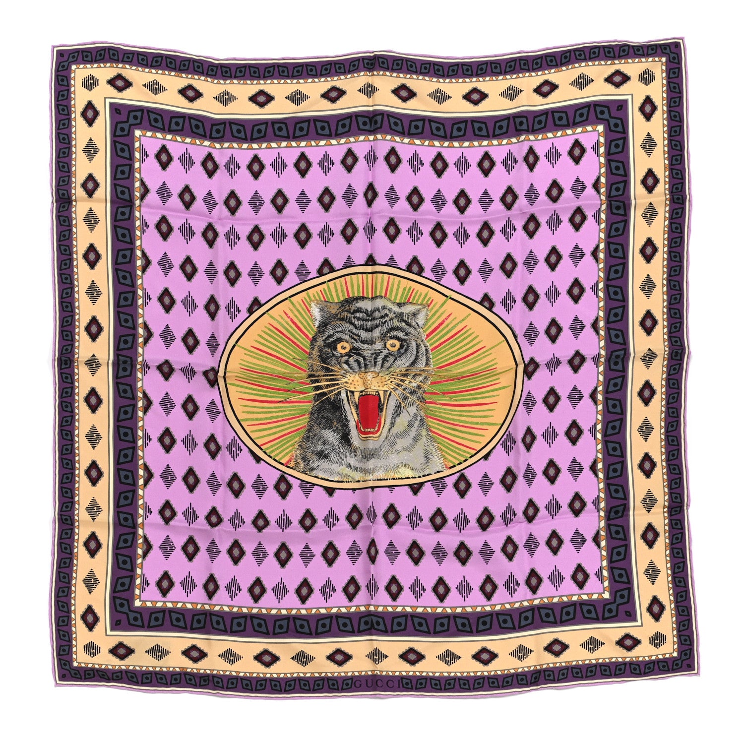 Gucci Silk Twill Tiger Face Place Square Scarf Multicolor 1 of 4