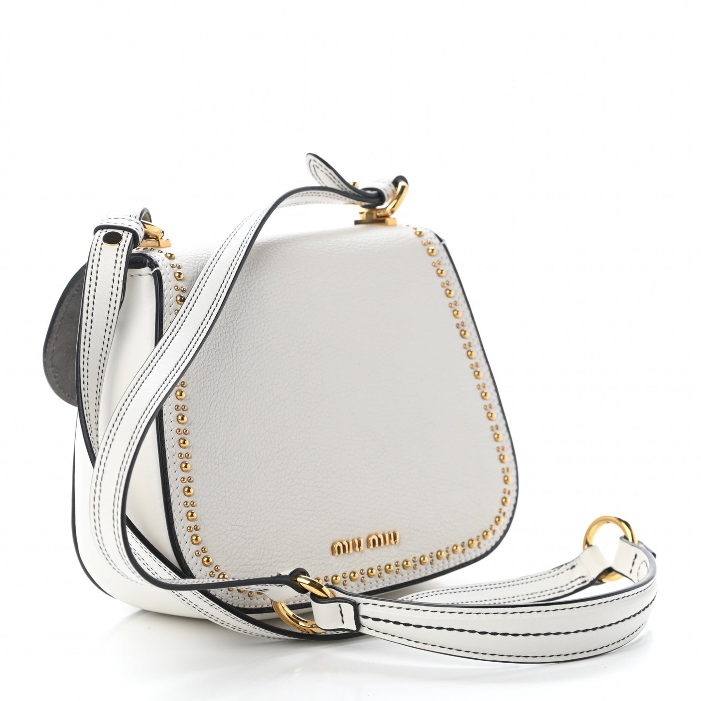 Madras Soft Calfskin Crystal Embellished Dahlia Shoulder Bag White