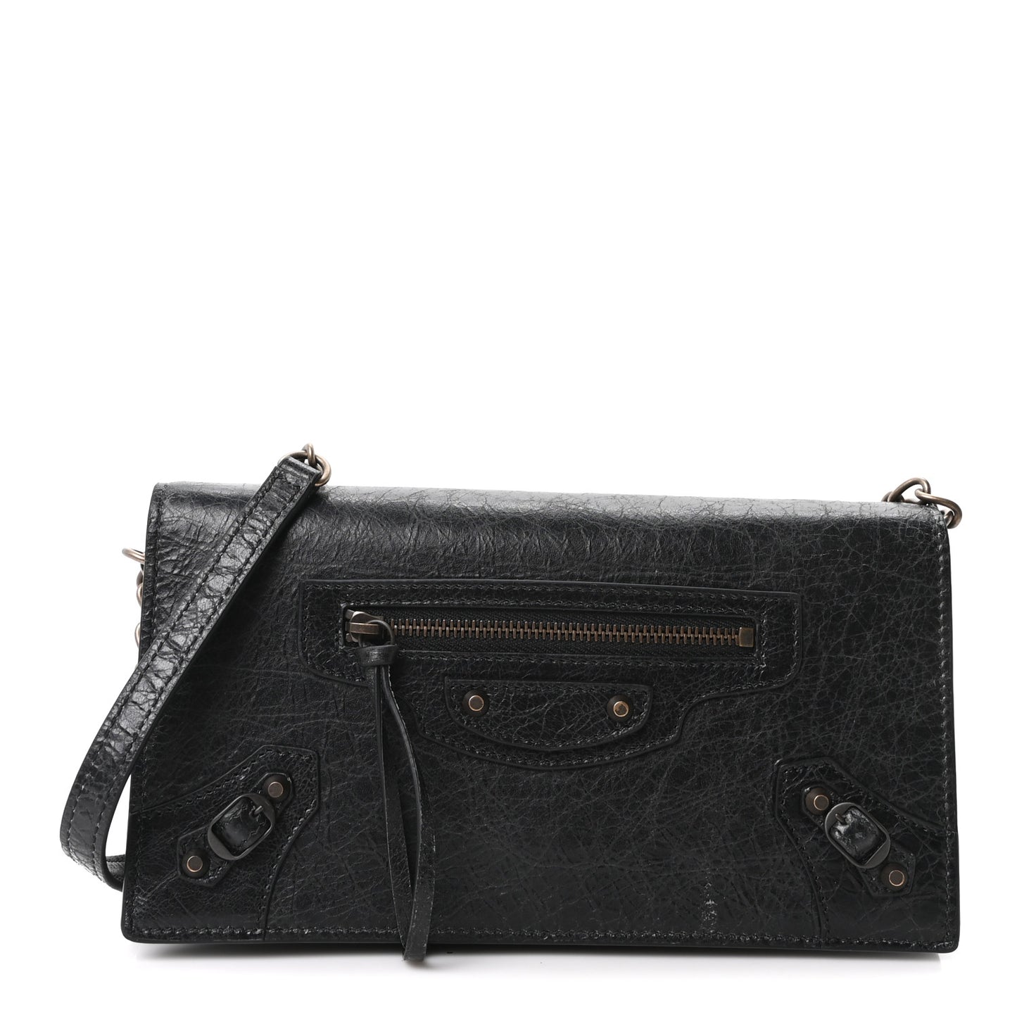 Agneau Giant 12 Brass Wallet On Chain Black
