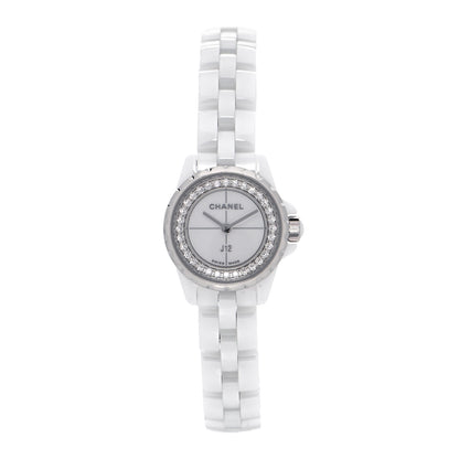 Chanel Stainless Steel Ceramic Diamond Bezel 20mm J12 Quartz Watch White 1 of 4